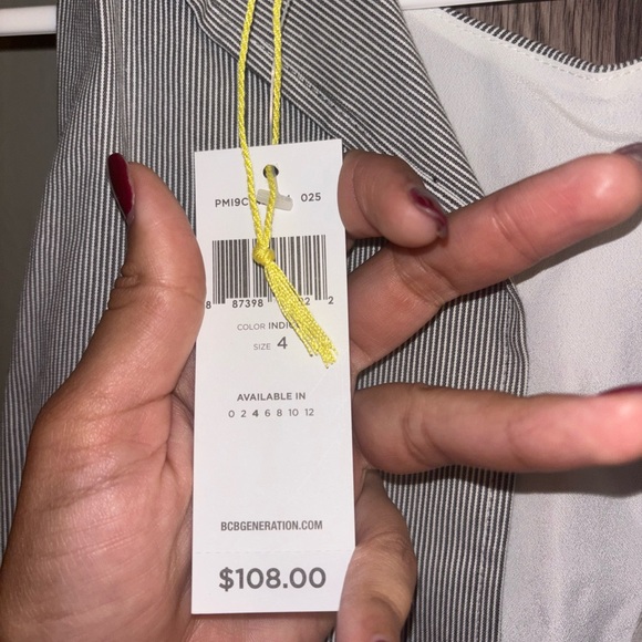 BCBGeneration blue/ gray and White Striped Romper - Picture 4 of 4